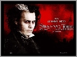 napisy, spojrzenie, fryzura, Sweeney Todd, Johnny Depp